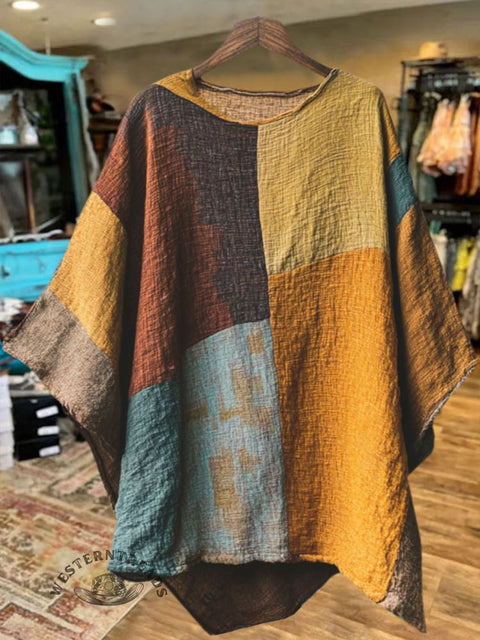 Abstract Art Prints Casual Cotton And Linen Shirt