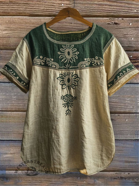 Ethnic Floral Print Casual Top