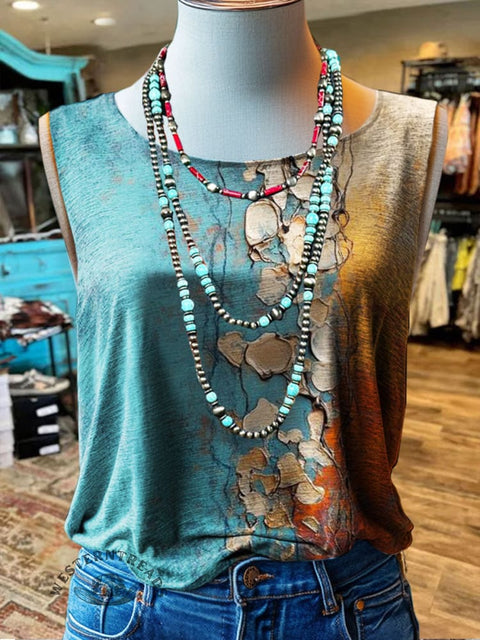 Abstract Art Print Casual Tank Top
