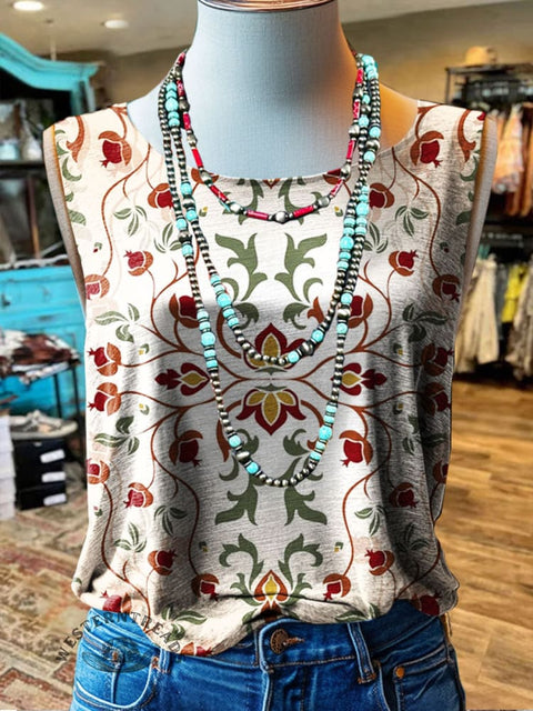 Art Print Casual Tank Top