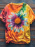 Colorful Daisy Print Casual Top