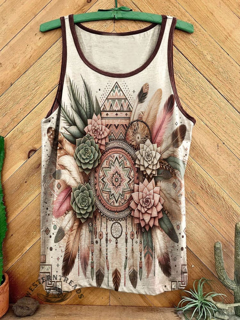 Ethnic Flower Prints Tank Top