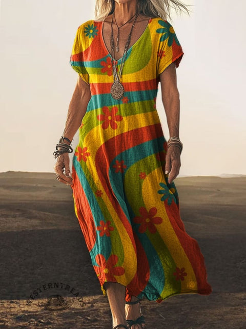 Abstract Art Print Casual Dress
