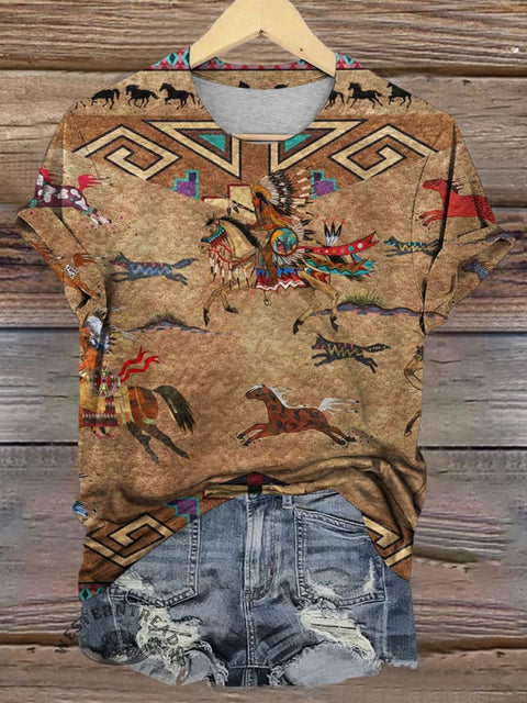 Ethnic Art Print Casual T-shirt