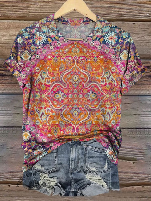 Ethnic Art Print Casual T-shirt