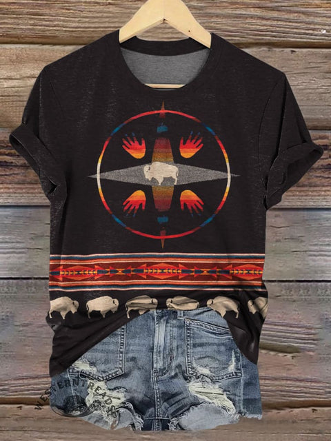 Ethnic Tribal Art Print Casual T-shirt
