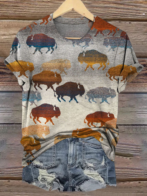 Bull Art Print Casual T-shirt