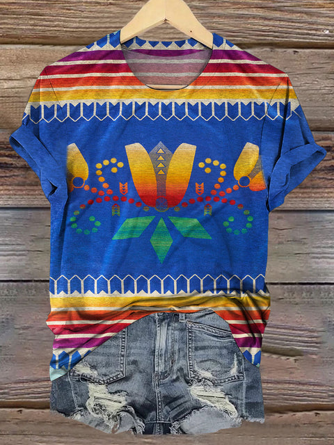 Ethnic Art Print Casual T-shirt