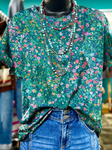 Floral Art Print Casual T-shirt