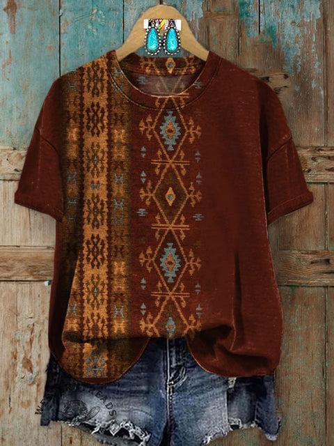 Aztec Art Print Casual T-shirt
