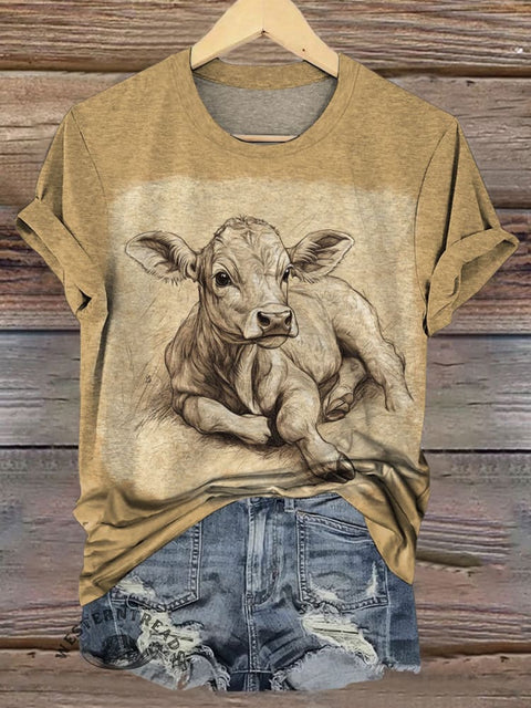 Highland Cow Art Prints Casual T-shirt