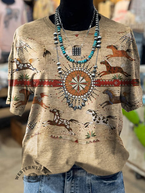 Western National Art Print Casual Top