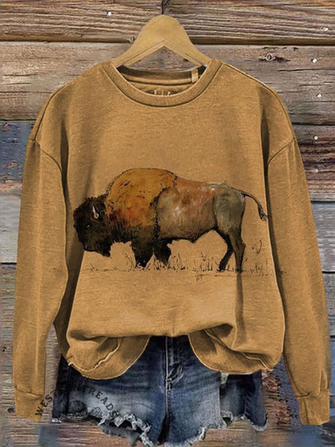 Bull Print Casual Cotton Sweatshirt