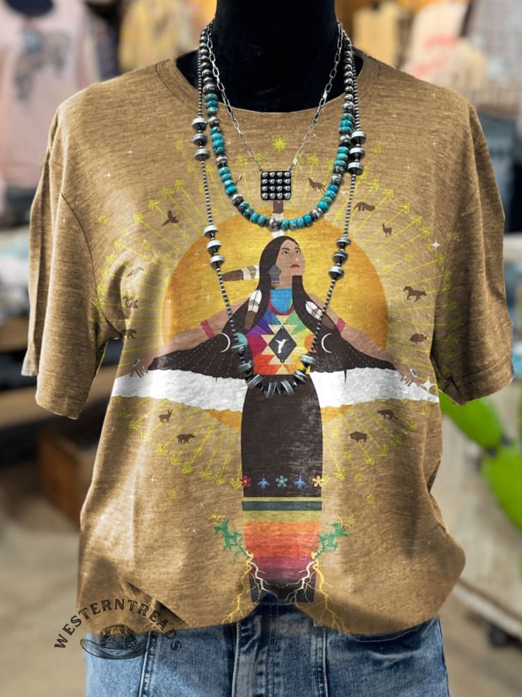 Vintage Western National Art Print Casual Top