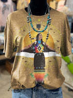 Vintage Western National Art Print Casual Top