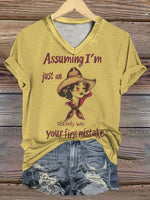 Cowgirl Print Casual Short Sleeve Top