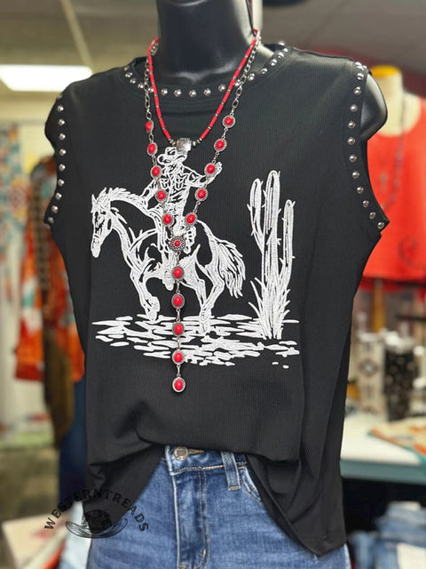 Women's Western Art Print Casual Tank Top
