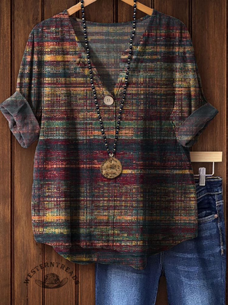 Women's Vintage Print Casual Shirt