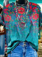Floral Art Print Casual T-shirt