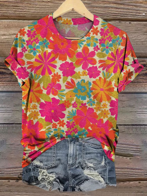 Ethnic Flowers Art Print Casual T-shirt