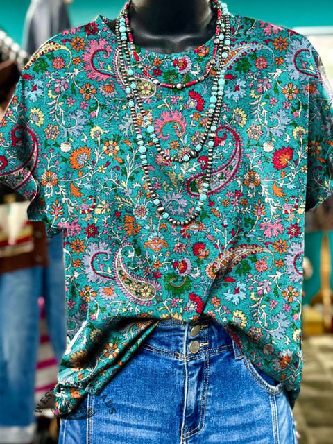 Paisley Art Print Casual T-shirt