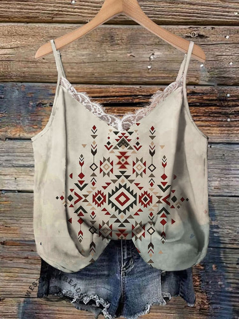 Aztec Art Print Casual Tank Top