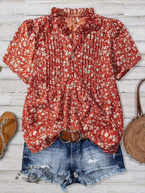 Women's Flower Print Casual Shirt
