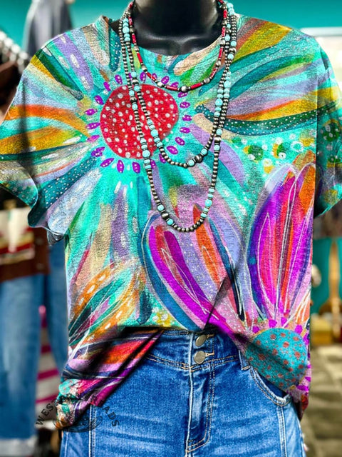 Flowers Art Print Casual T-shirt
