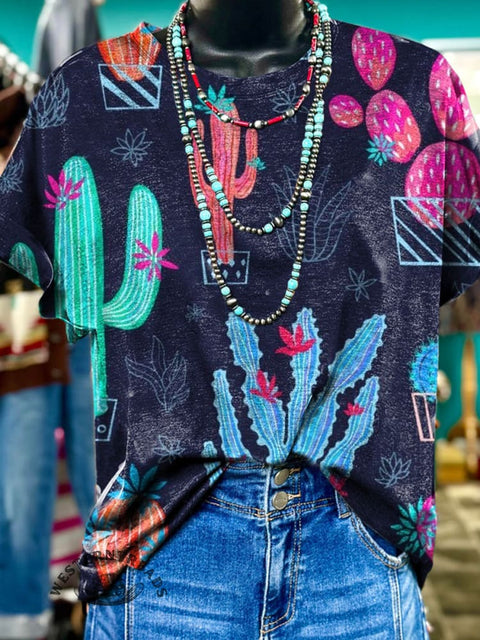 Cactus Print Casual T-shirt