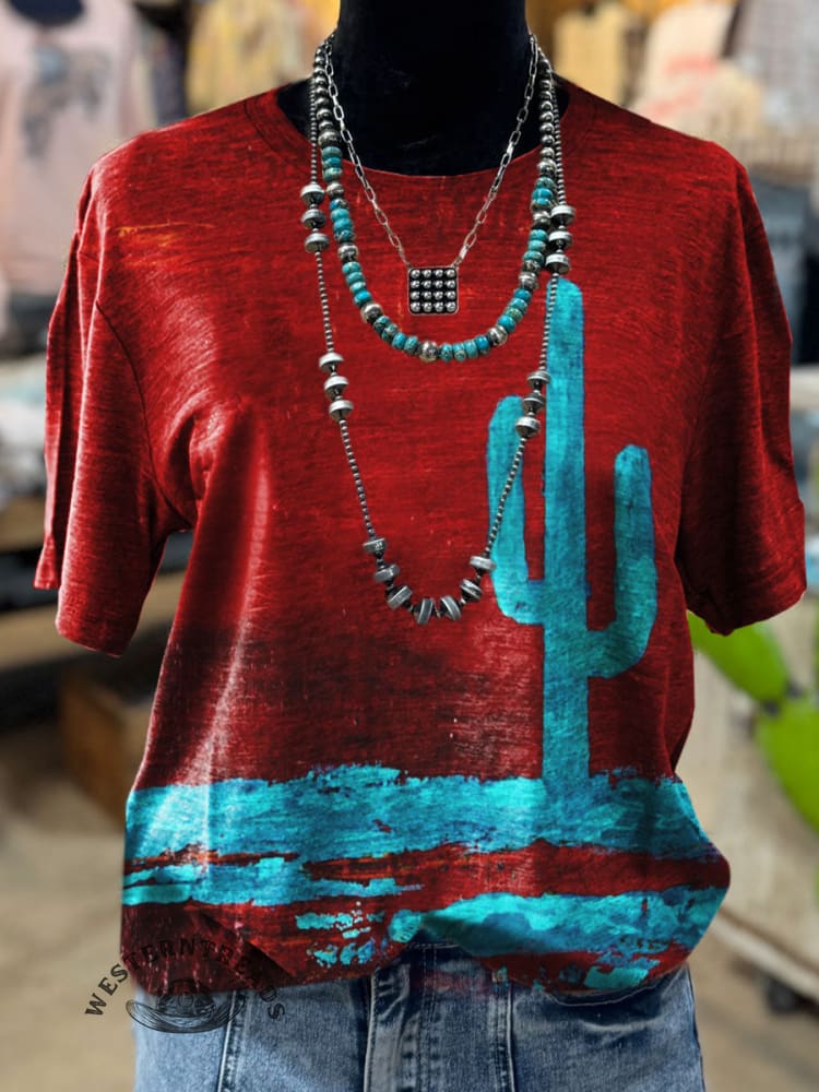 Cactus Print Casual T-shirt