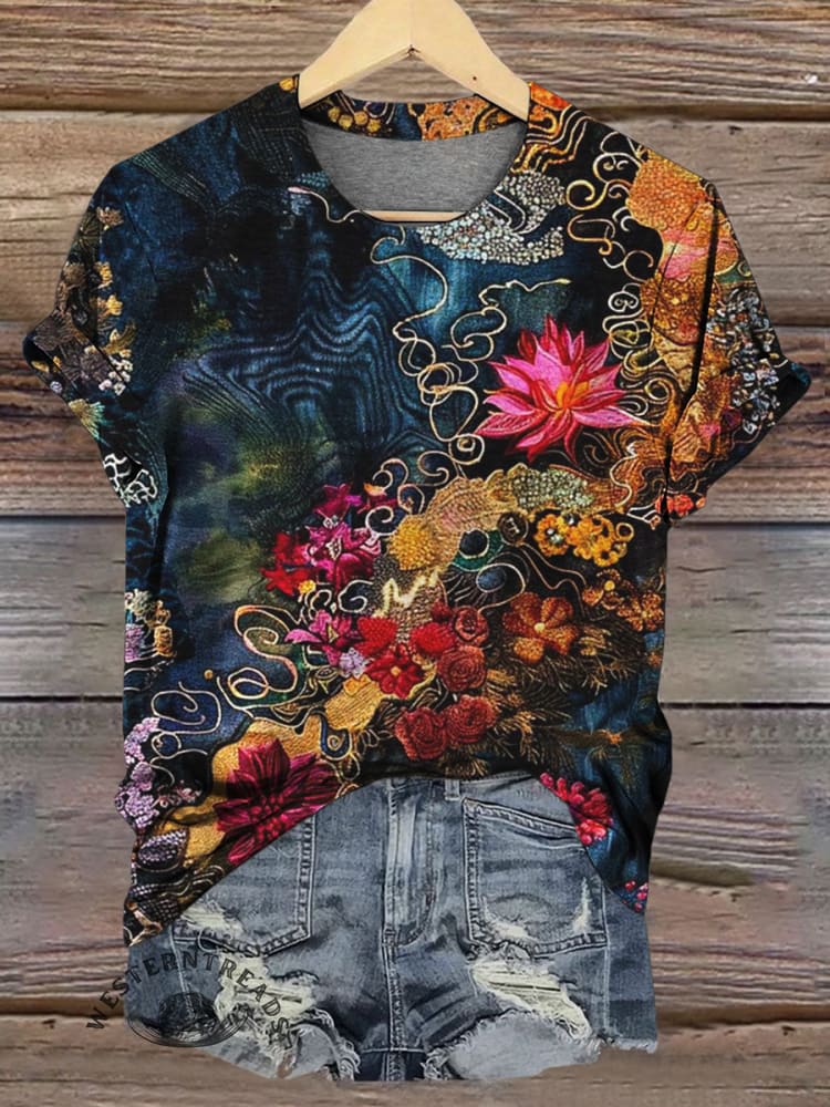 Women's Floral Print Casual T-shirt