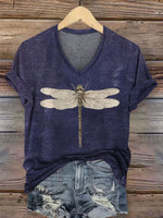 Vintage Dragonfly Art Print Casual T-shirt