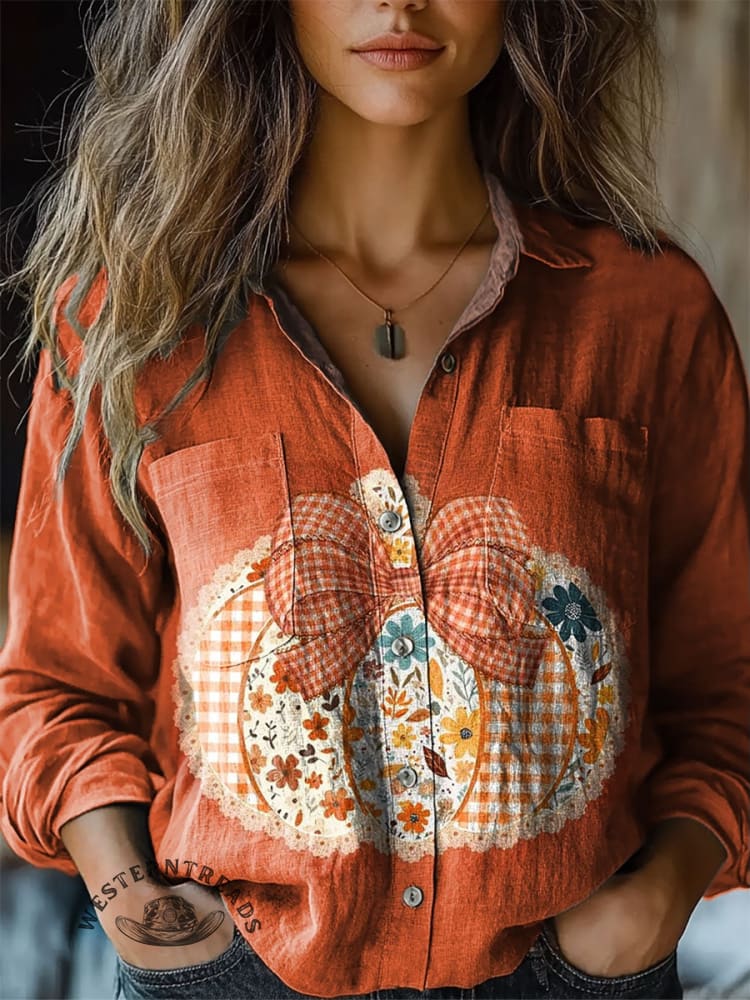 Fall Pumpkin Print Casual T-shirt