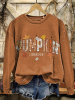 Pumpkin Season Prints Casual Cotton Sweatshirt