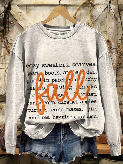 Fall Art Prints Casual Cotton Sweatshirt