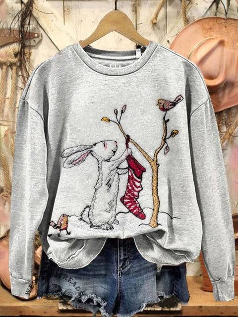 Christmas Prints Casual Cotton Sweatshirt