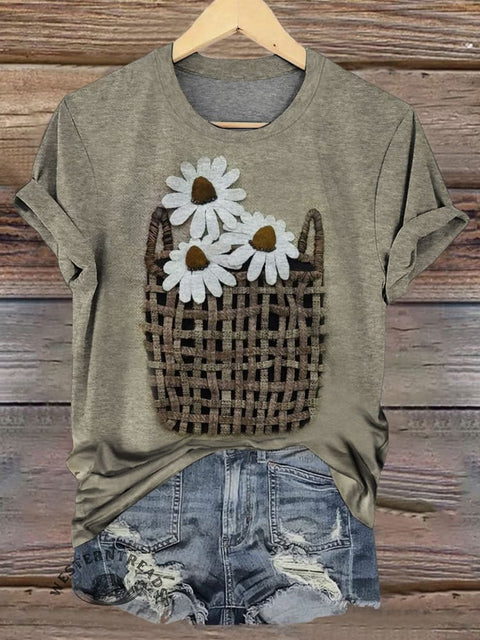 Daisy Flower Art Print Casual T-shirt