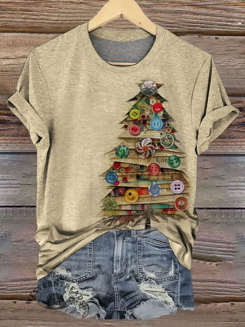 Christmas Tree Print Casual T-shirt
