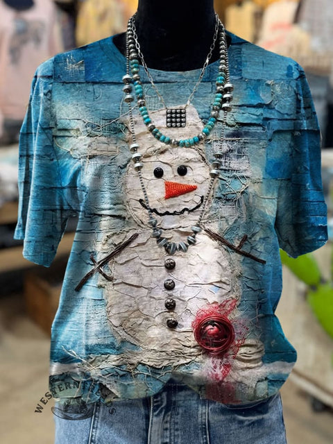 Snowman Print Casual T-shirt