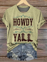 Vintage Western Art Print Casual T-shirt