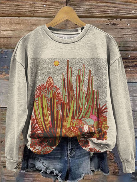 Western Desert Art Casual Cotton Sweatshirt
