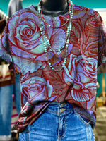 Floral Art Print Casual T-shirt