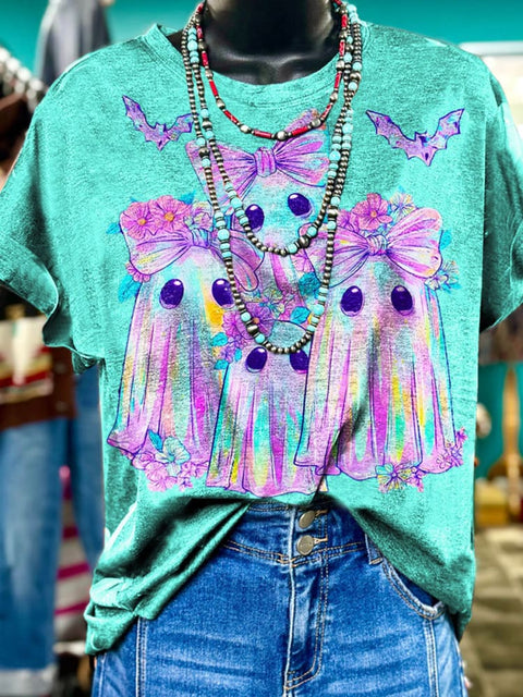 Cute Ghost Art Print Casual T-shirt