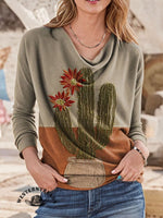Vintage Cactus Art Print Casual T-shirt