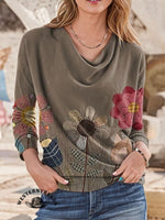 🔥Hot Sale🔥Vintage Floral Print Casual Cotton Sweatshirt