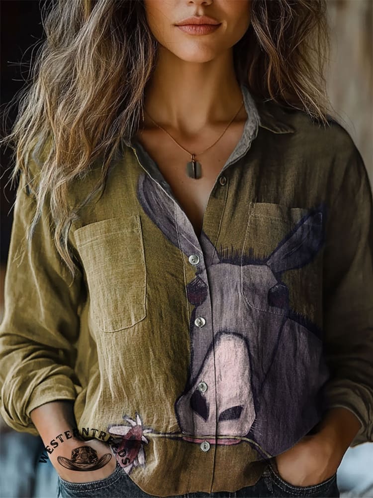 🔥Hot Sale🔥Vintage Rustic Flower-Munchin’ Donkey Graphic Casual T-shirt