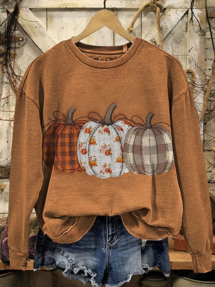 Autumn Pumpkin Casual Cotton Sweatshirt