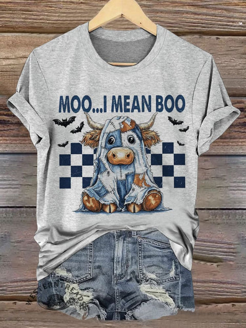 Cute Highland Cow Halloween Art Print Casual T-shirt
