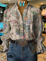 Paisley Art Print CasualCotton And Linen Shirt