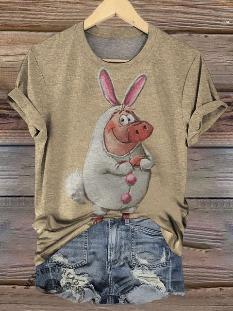 Funny Pig Art Print Casual T-shirt